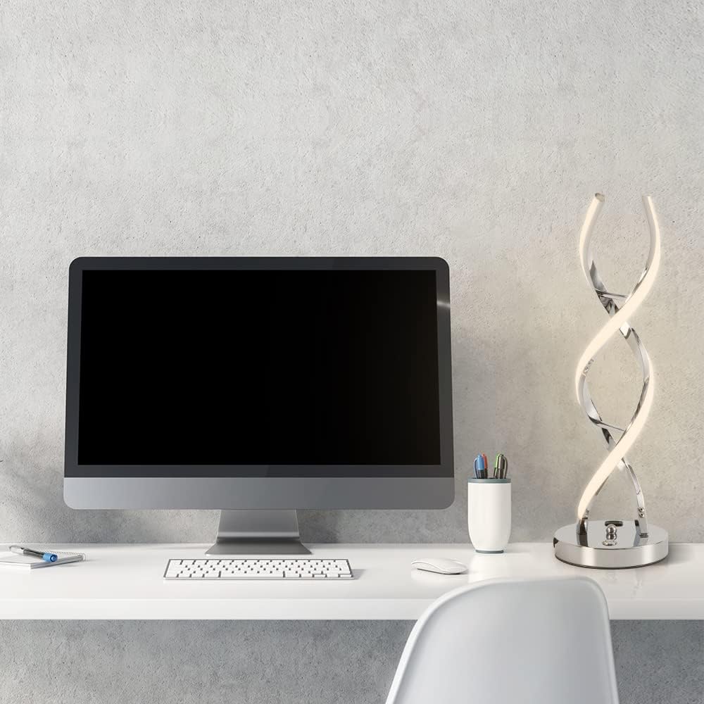 ✨ LED Modern Spiral Table Lamp – Stepless Dimmable Touch Control with 3 Color Modes & USB Charging Port