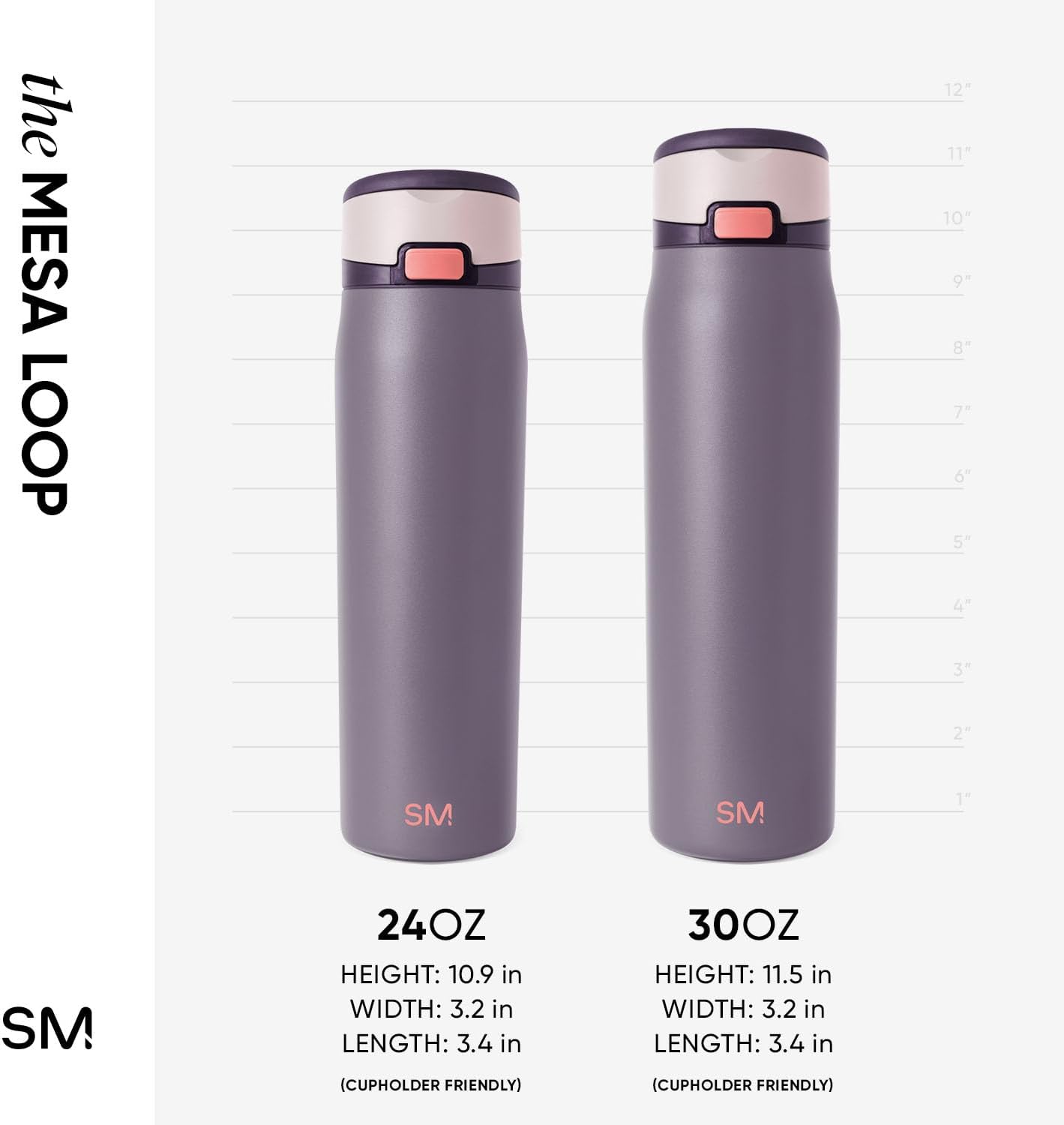 Mesa Loop 24oz Insulated Water Bottle with Straw – Cup Holder Friendly, Stainless Steel, Iris Sage