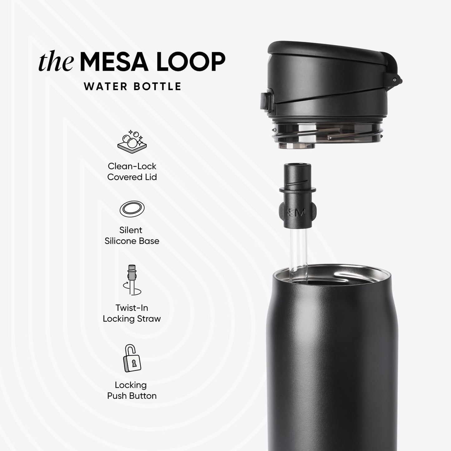 Mesa Loop 24oz Insulated Water Bottle with Straw – Cup Holder Friendly, Stainless Steel, Iris Sage