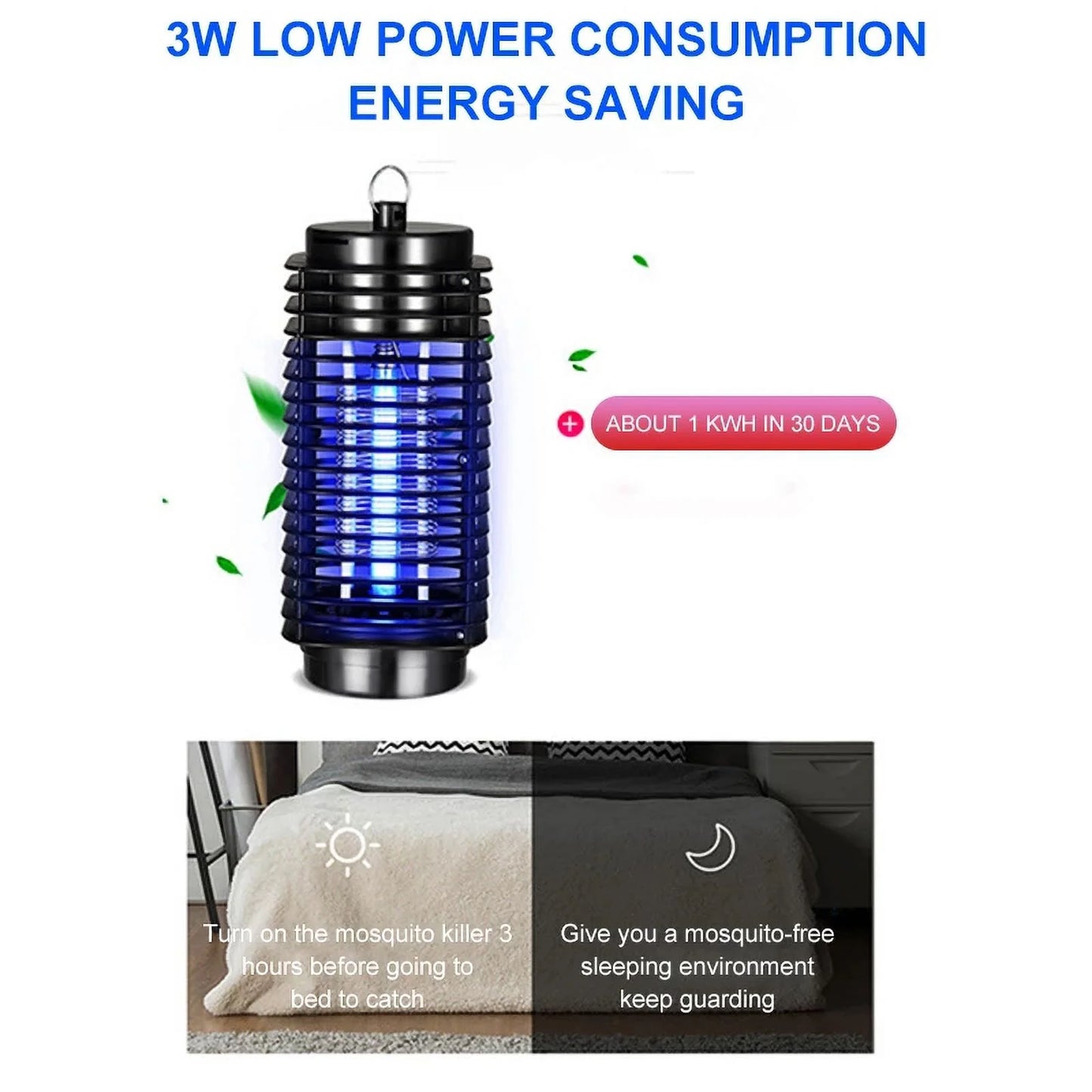 4000V Electric Bug Zapper – LED Mosquito Fly Insect Killer Pest Control Lamp