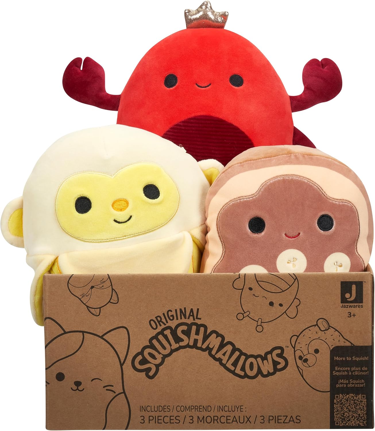 Squishmallows Original Mystery 3-Pack – 8" Collectible Plush Toys, Styles Vary