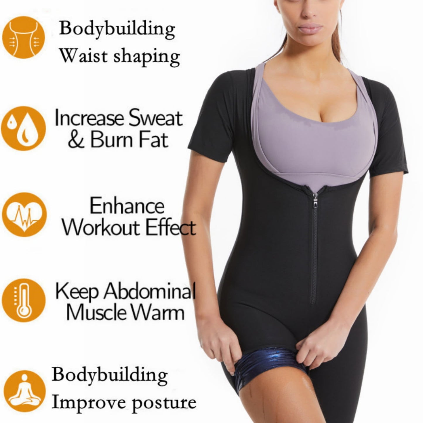 Women’s Sauna Suit 🔥 3-in-1 Sweat Vest, Waist Trainer & Full Body Shaper – Black+Blue XL