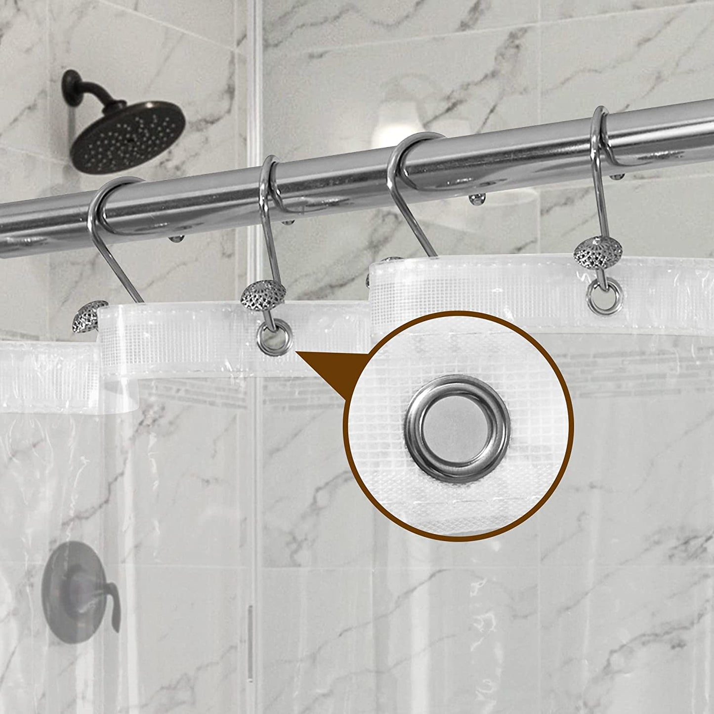Plastic Shower Liner Clear - Premium PEVA Shower Curtain Liner with Rustproof Grommets and 3 Magnets, Waterproof Cute Lightweight Standard Size Bathroom Curtains - Clear