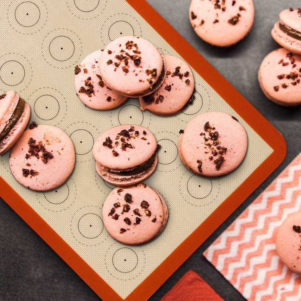 ✨ Silicone Baking Mats – Set of 4 Non-Stick Reusable Liners | Fits 11"x17" Half Sheet & 8"x12" Quarter Sheet Pans | Perfect for Cookies, Macarons, Bread & Pastries