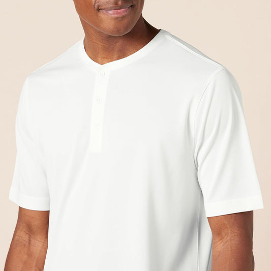 Essentials Henley Shirts for Men, Short Sleeve, Quick-Dry Jersey, Regular-Fit, 2-Pack