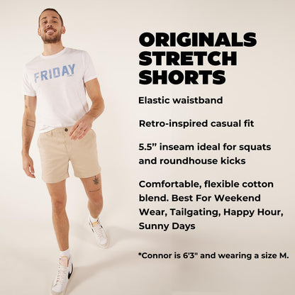 Chino Shorts Men 5.5 Inch - Mens Shorts Casual with Elastic Waistband, Side and Back Pockets, Stretch Cotton Blend