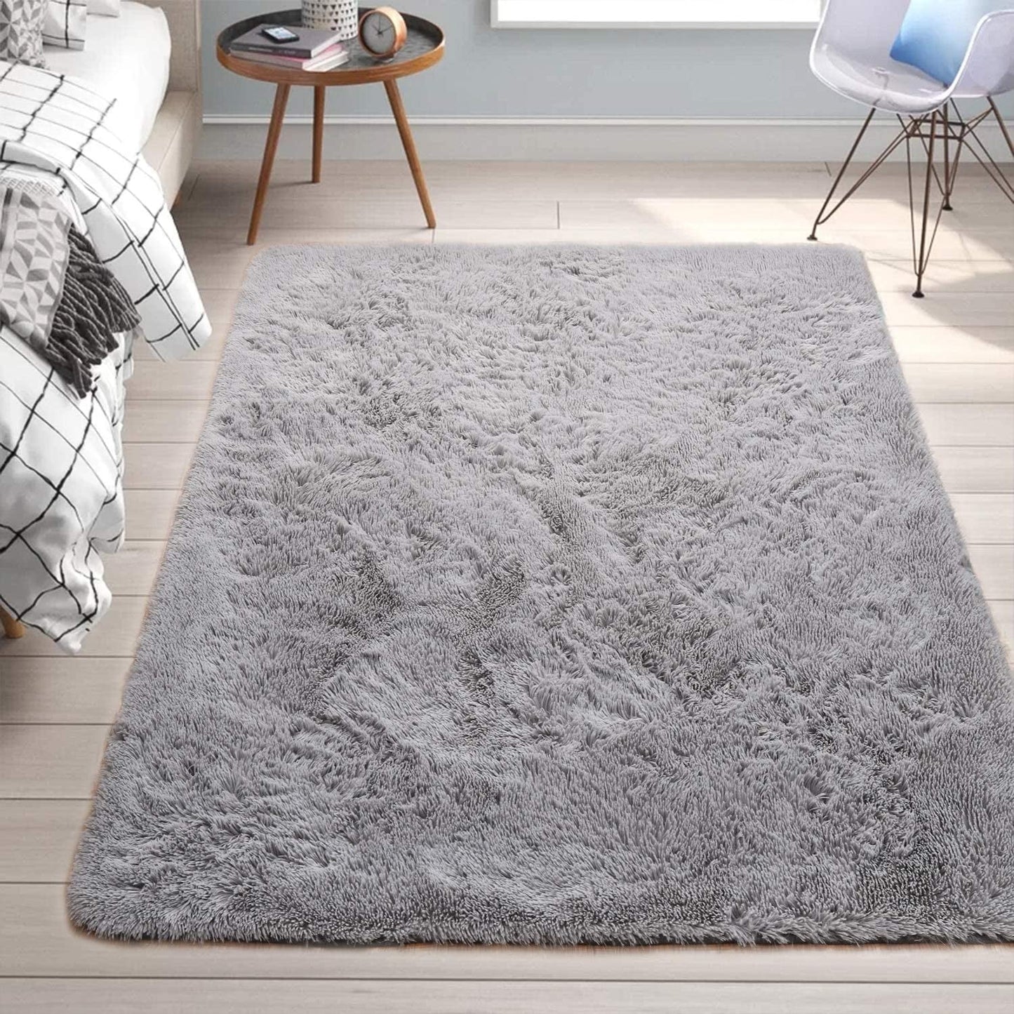 Modern Soft Fluffy Carpet for Living Room, Bedroom and Children'S Room, Grey, 4'X6 '.