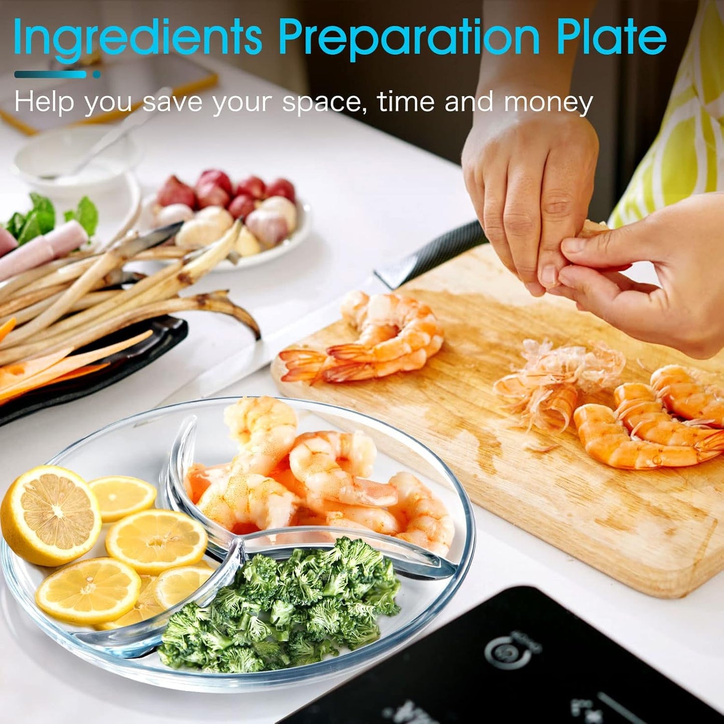 Healthy Eating Portion Plate – 10” Glass Round Dish with 3 Compartments