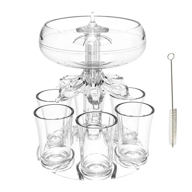 6-Shot Liquor & Wine Dispenser 🍷 Party Drink Station with Glasses