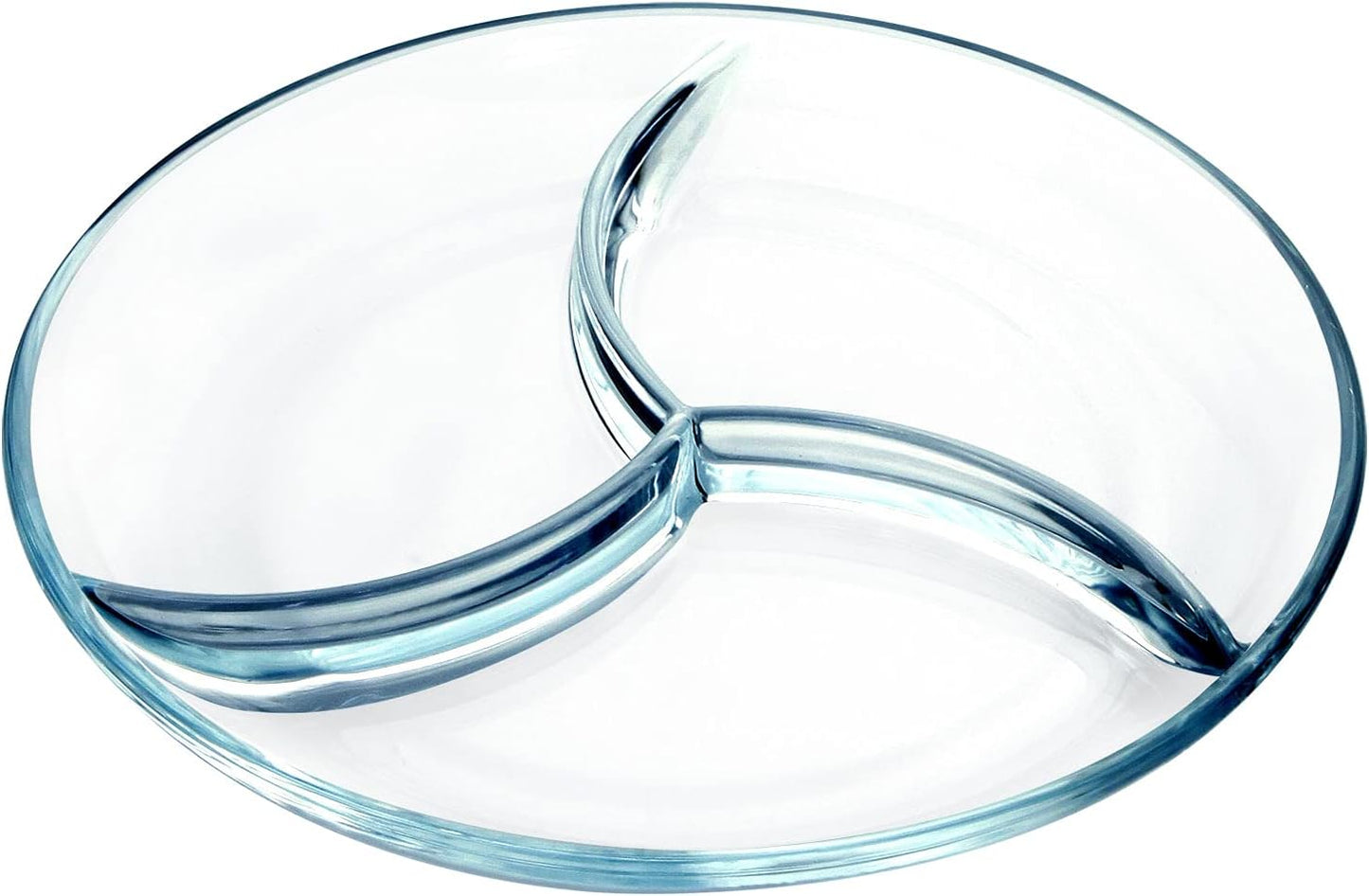 Healthy Eating Portion Plate – 10” Glass Round Dish with 3 Compartments