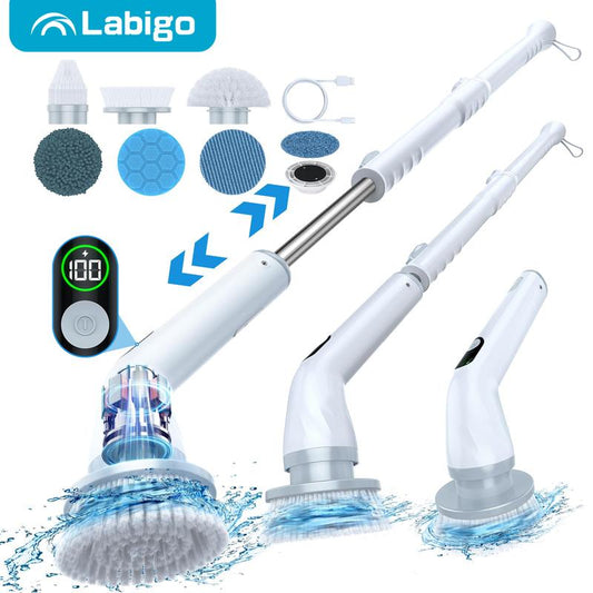 LABIGO Electric Spin Scrubber,Bathroom Spin Brush with Cordless Power for Bathroom Floor Tile, Electric Cleaning Brush Household Items