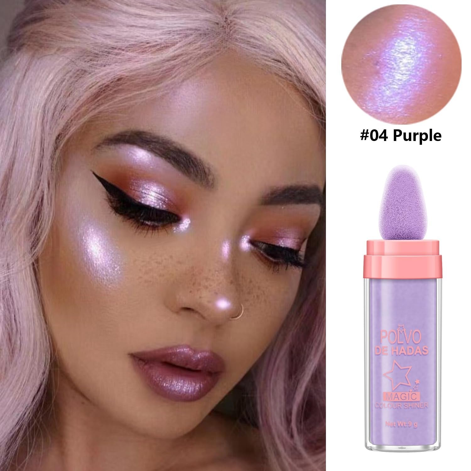 ✨ Fairy Highlight Powder 🌈 Shimmer Blush & Body Glow – Fantasy Purple #04