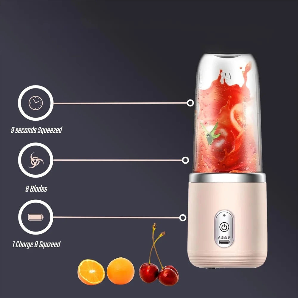 Portable Electric Blender Cup – Mini Juicer Bottle for Smoothies & Shakes 