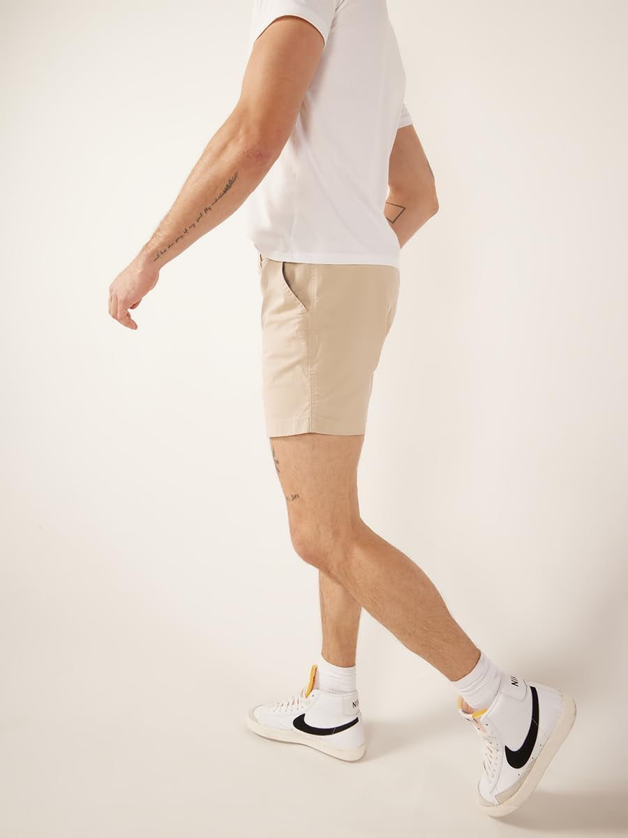Chino Shorts Men 5.5 Inch - Mens Shorts Casual with Elastic Waistband, Side and Back Pockets, Stretch Cotton Blend
