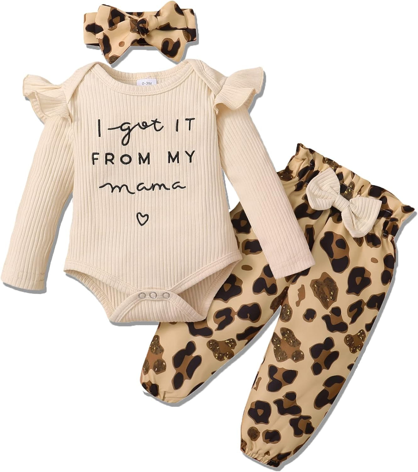 Baby Girl Outfit Set – Ruffle Romper, Floral Pants & Headband (0–18 Months)