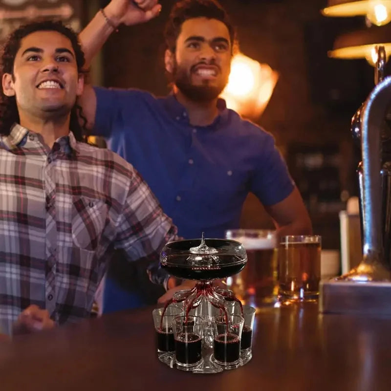 6-Shot Liquor & Wine Dispenser 🍷 Party Drink Station with Glasses
