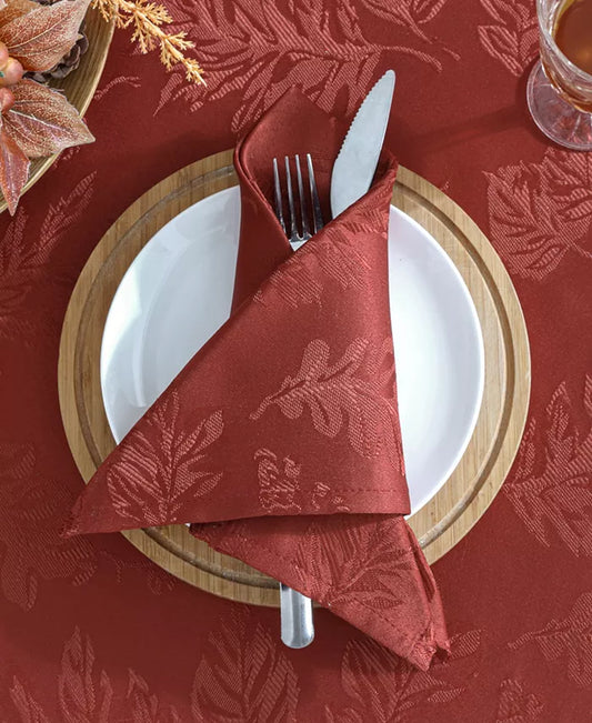 Elegant Woven Leaves Jacquard Damask Tablecloth, 60" X 120"