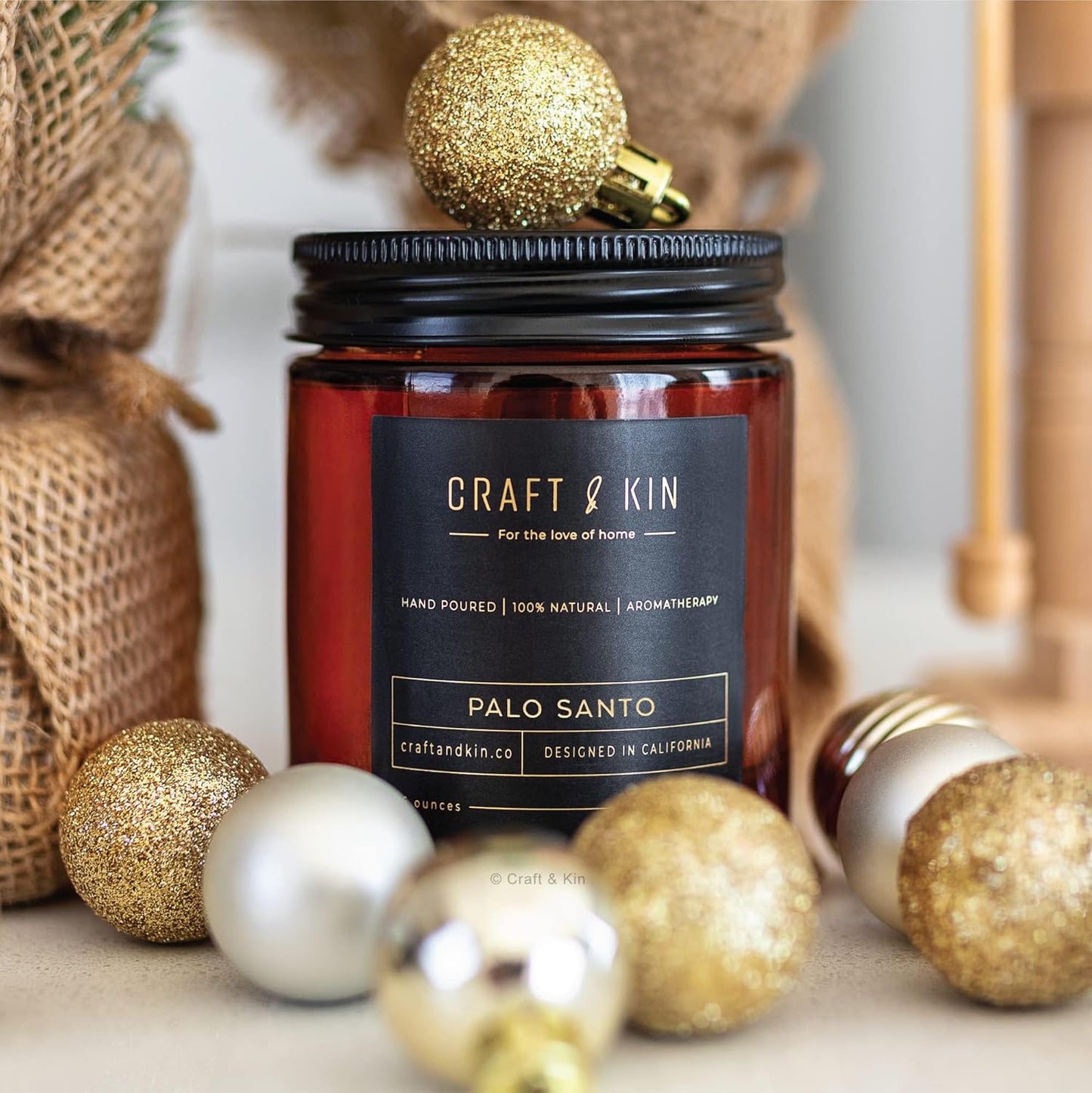Fall Scented Candle for Men | Palo Santo Candle | All-Natural Scent for Home | Long Lasting, 45-Hour Burn Time, 8Oz