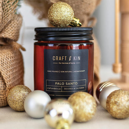 Fall Scented Candle for Men | Palo Santo Candle | All-Natural Scent for Home | Long Lasting, 45-Hour Burn Time, 8Oz