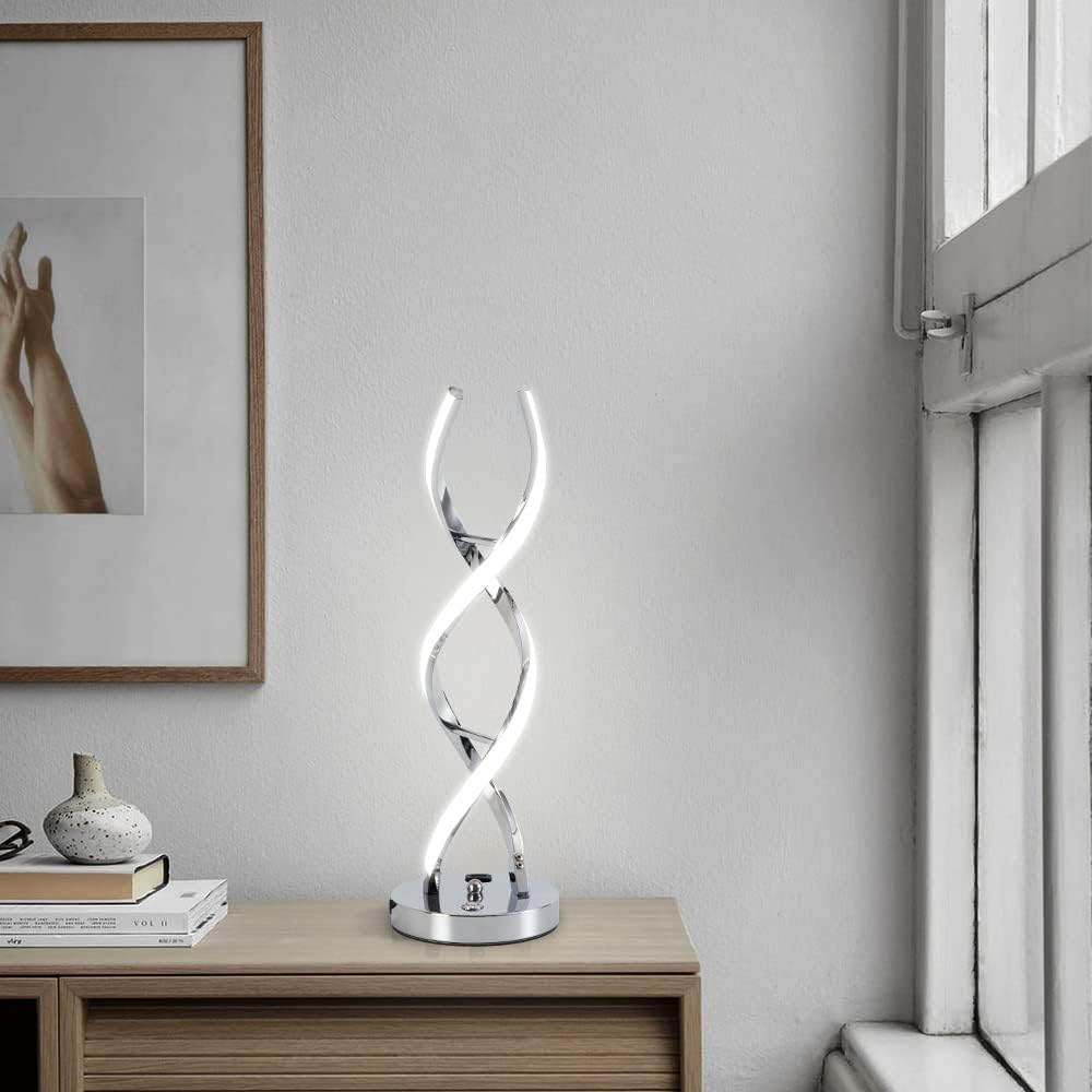 ✨ LED Modern Spiral Table Lamp – Stepless Dimmable Touch Control with 3 Color Modes & USB Charging Port 