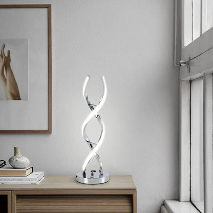 ✨ LED Modern Spiral Table Lamp – Stepless Dimmable Touch Control with 3 Color Modes & USB Charging Port 