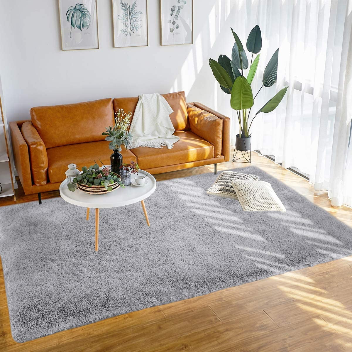 Modern Soft Fluffy Carpet for Living Room, Bedroom and Children'S Room, Grey, 4'X6 '.