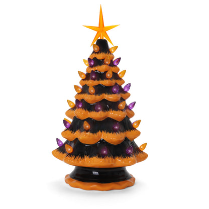 Halloween Ceramic Tree, Purple/Black, 11.5 X 7.0 X 7.0 Inches, Light up Decorative Tree