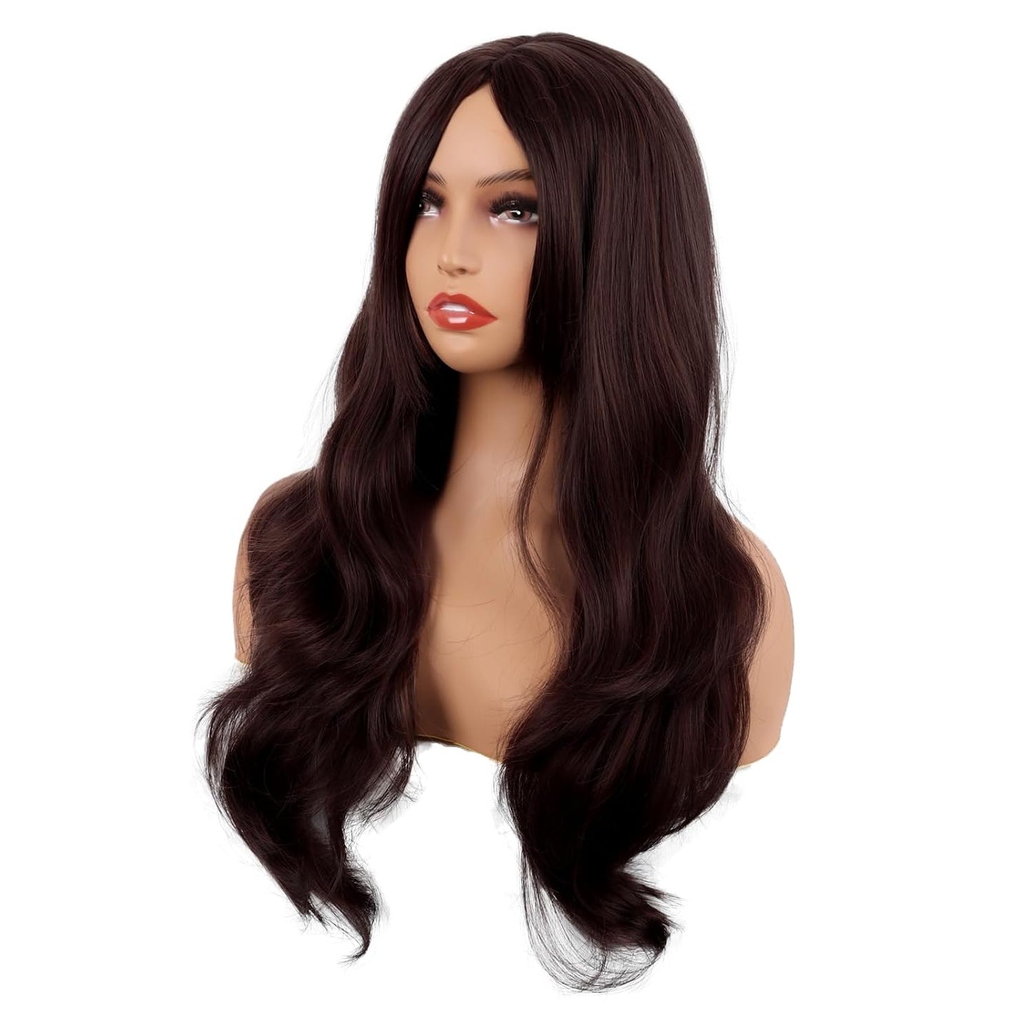 💇‍♀️ 26" Long Wavy Wig | Fashion Layered Curtain Bangs Synthetic Curly Hair 