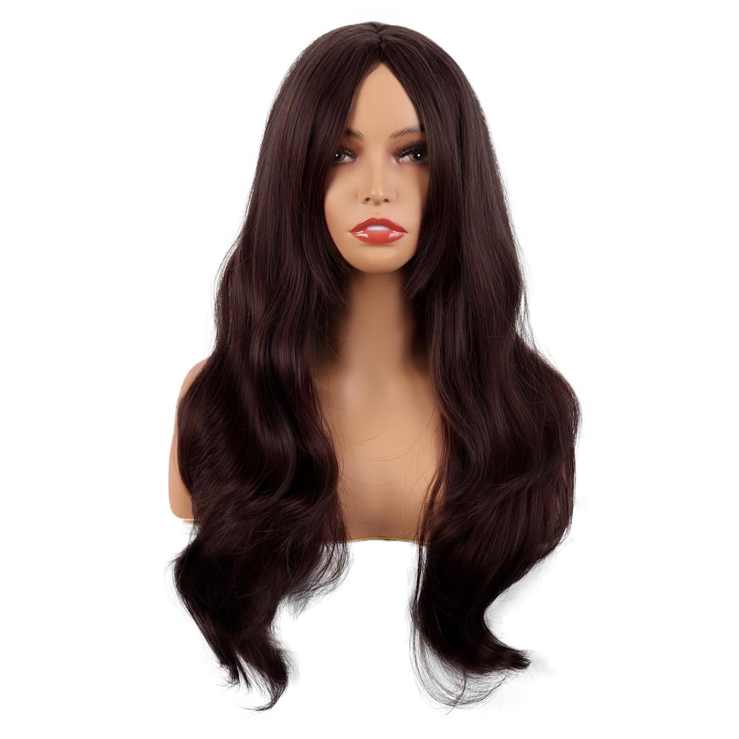 💇‍♀️ 26" Long Wavy Wig | Fashion Layered Curtain Bangs Synthetic Curly Hair 