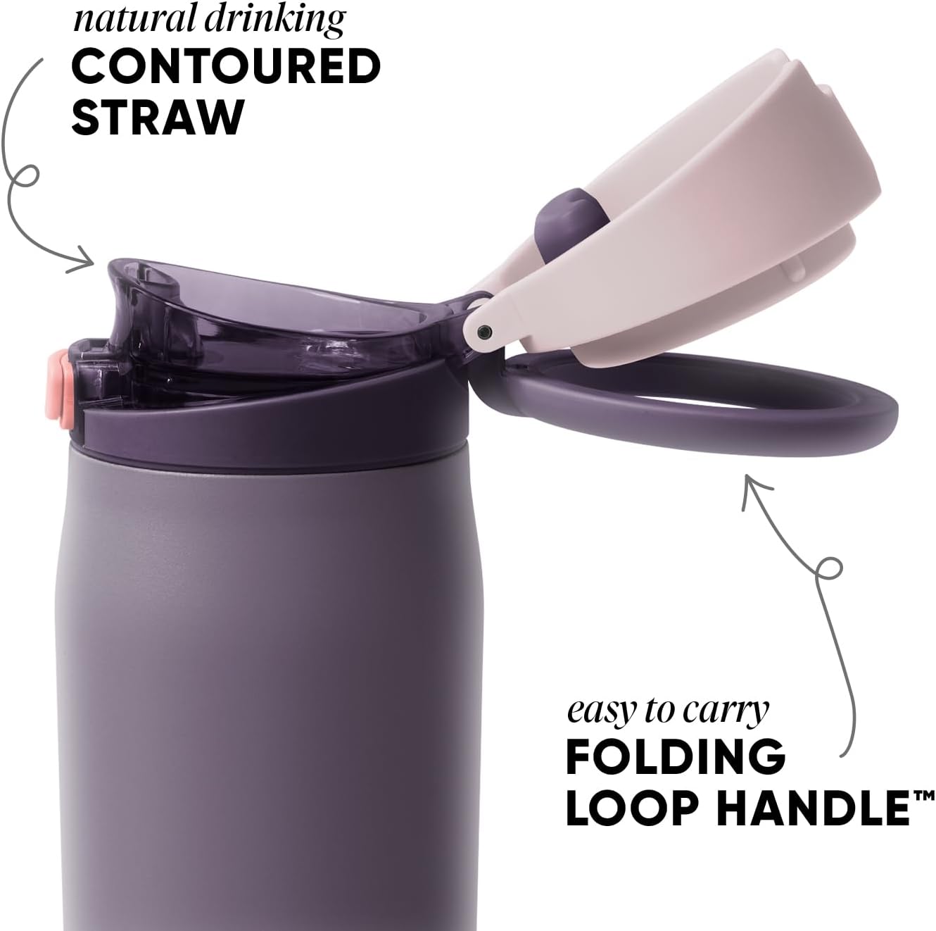 Mesa Loop 24oz Insulated Water Bottle with Straw – Cup Holder Friendly, Stainless Steel, Iris Sage
