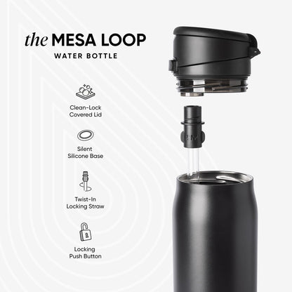 Mesa Loop 24oz Insulated Water Bottle with Straw – Cup Holder Friendly, Stainless Steel, Iris Sage