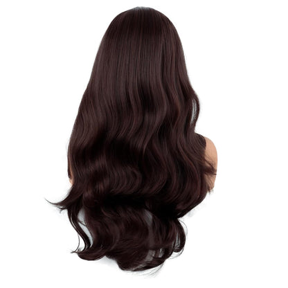 💇‍♀️ 26" Long Wavy Wig | Fashion Layered Curtain Bangs Synthetic Curly Hair 