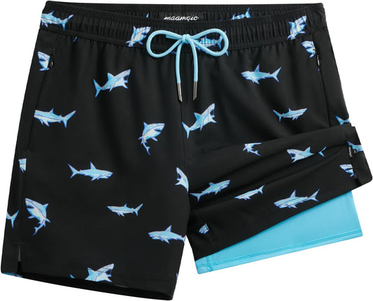 Mens Swim Trunks with Compression Liner