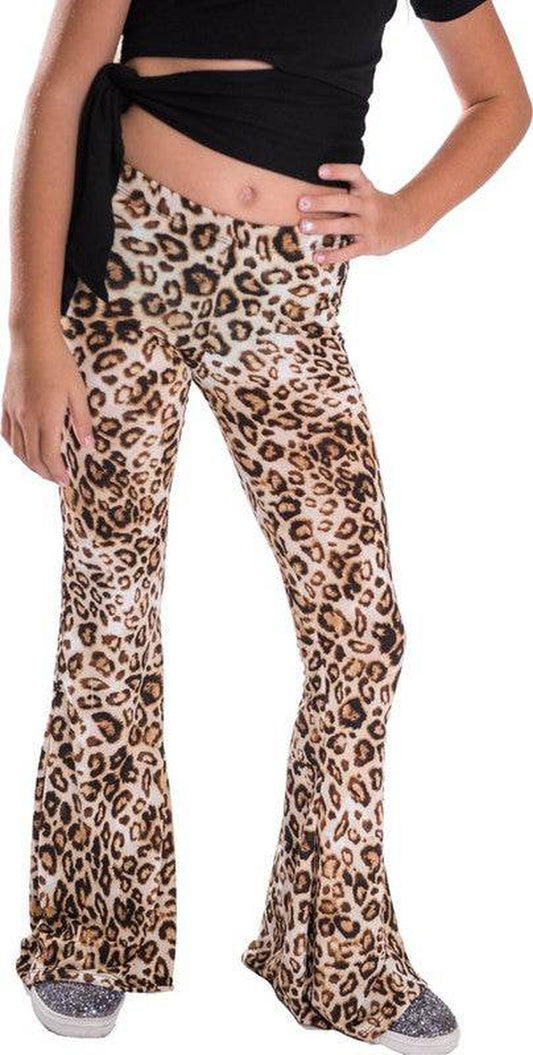 Kids’ Cheetah Print Bell Bottom Pants – Trendy Flared Leg Girls’ Fashion Outfit