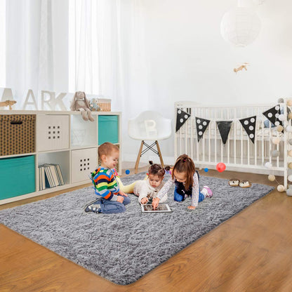 Modern Soft Fluffy Carpet for Living Room, Bedroom and Children'S Room, Grey, 4'X6 '.