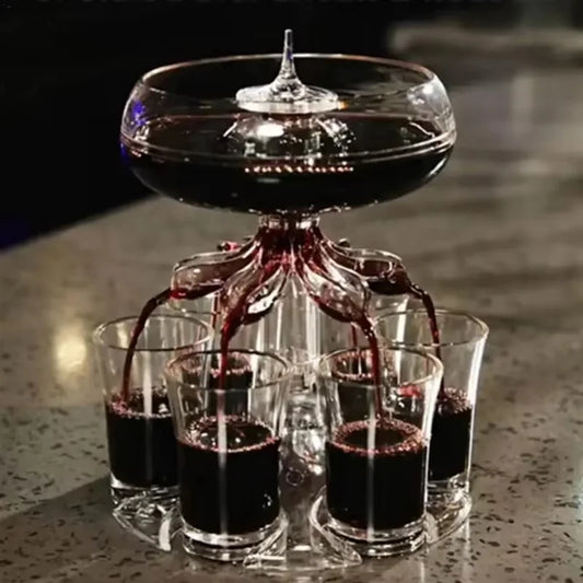6-Shot Liquor & Wine Dispenser 🍷 Party Drink Station with Glasses