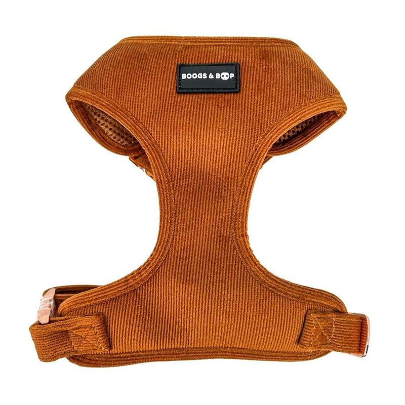 ✨ Adjustable Corduroy Dog Harness – Rust | Stylish, Comfy & Durable