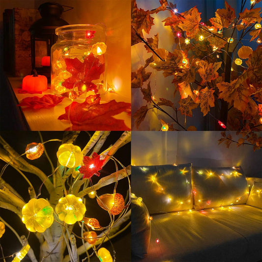 🎃 30LED Pumpkin String Lights – Fall, Halloween & Thanksgiving Décor 🍂✨