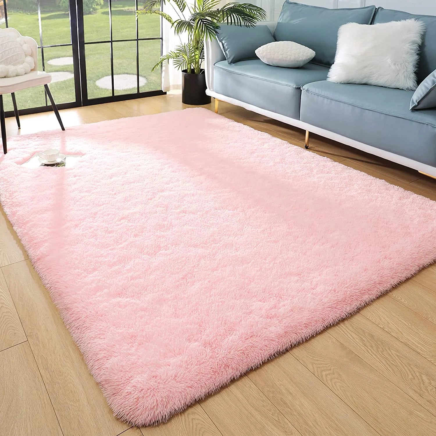 Super Soft Fluffy Area Rug for Living Room, Shaggy Carpet for Bedroom Nursery Room, 4'X5.3',Pink