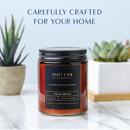 Fall Scented Candle for Men | Palo Santo Candle | All-Natural Scent for Home | Long Lasting, 45-Hour Burn Time, 8Oz