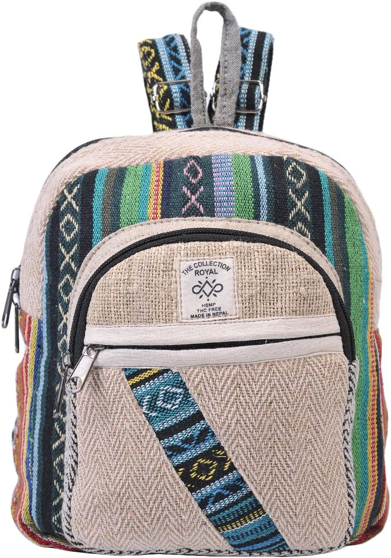 Mini Hemp Mushroom Backpack – Eco-Friendly Boho Festival Bag, Handmade Travel Packv