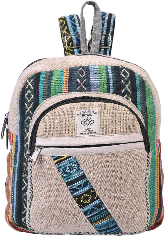 Mini Hemp Mushroom Backpack – Eco-Friendly Boho Festival Bag, Handmade Travel Packv