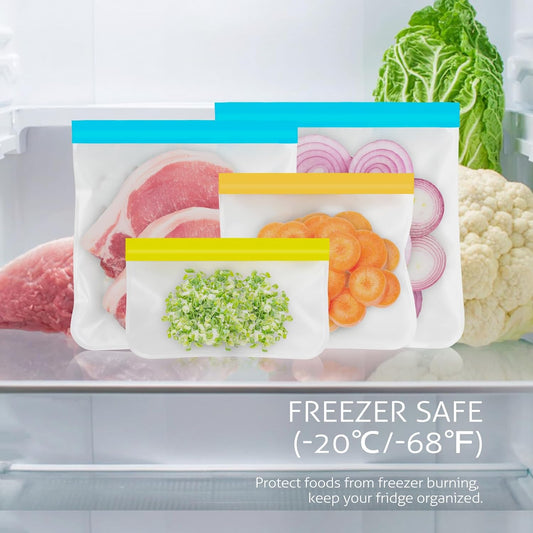 10-Pack Reusable Silicone Storage Bags 🥗 Dishwasher Safe, Leak-Proof & Eco-Friendly with 3 Sizes