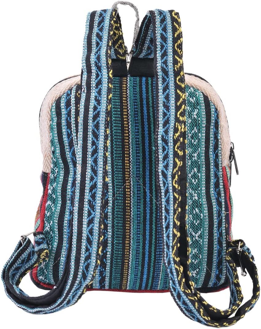 Mini Hemp Mushroom Backpack – Eco-Friendly Boho Festival Bag, Handmade Travel Packv