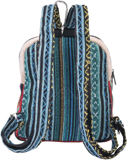 Mini Hemp Mushroom Backpack – Eco-Friendly Boho Festival Bag, Handmade Travel Packv