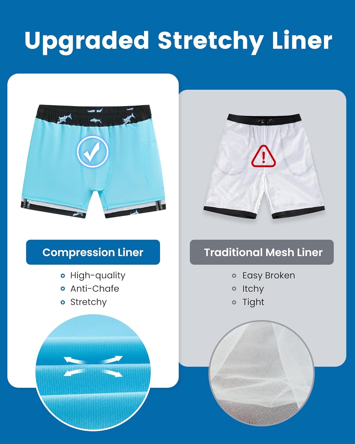 Mens Swim Trunks with Compression Liner