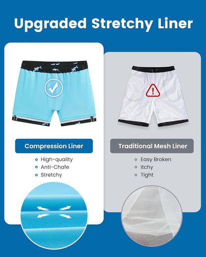 Mens Swim Trunks with Compression Liner