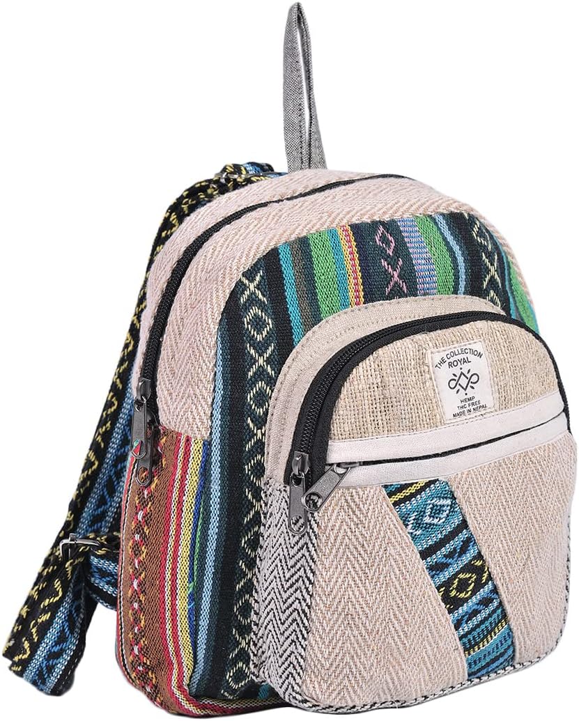 Mini Hemp Mushroom Backpack – Eco-Friendly Boho Festival Bag, Handmade Travel Packv