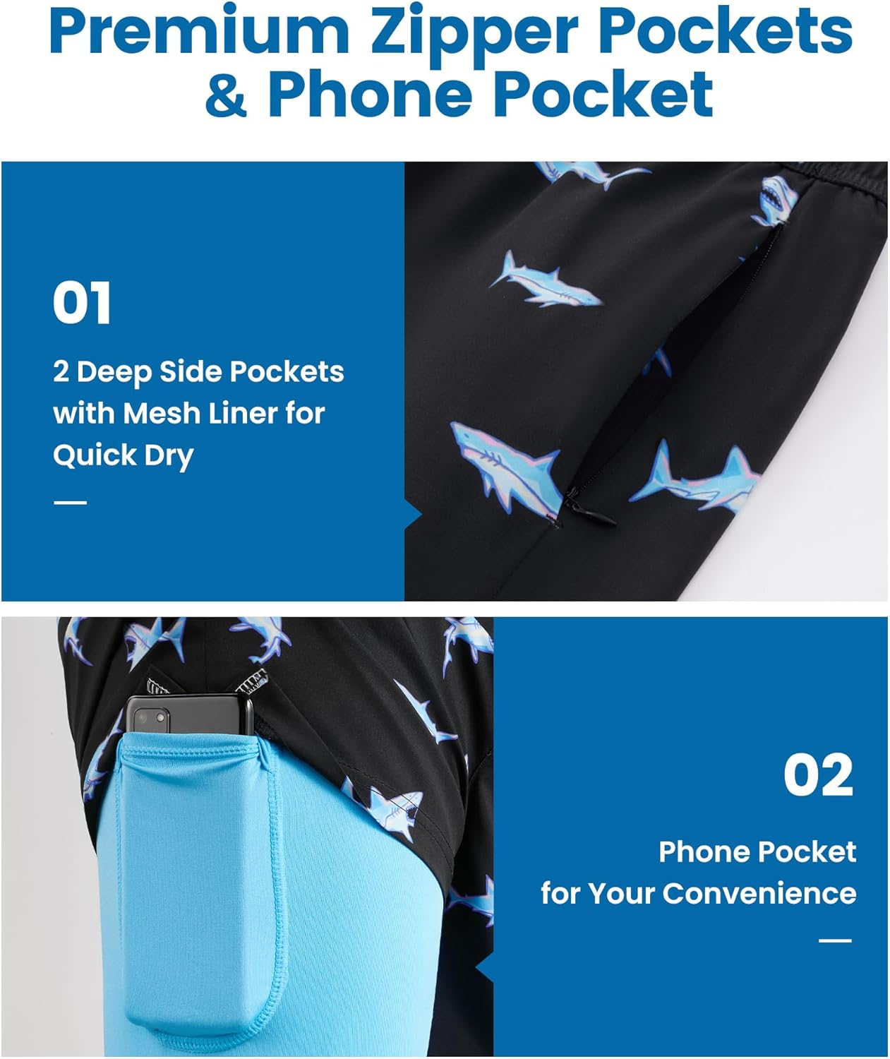 Mens Swim Trunks with Compression Liner