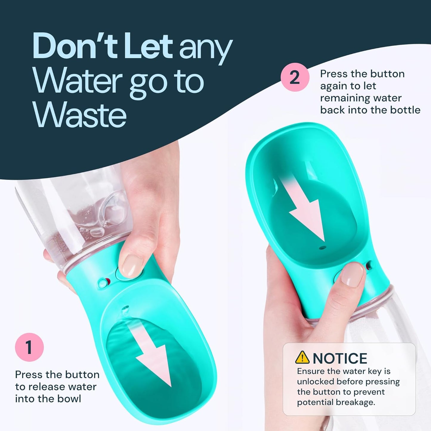 12oz Leak-Proof Portable Dog Water Bottle with Built-In Bowl – Travel Pet Dispenser